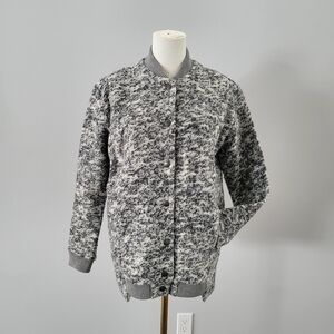 Chevignon Wool Blend Bomber Jacket Textured Snap Front Womens S